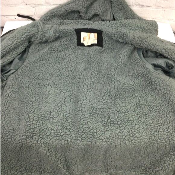Ocean Pacific OP Y2K Cyber Faux Sherpa Lined VTG Retro Hooded Skater Jacket L - Picture 8 of 13